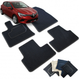 Renault Clio V Softmat custom front and rear (2 parts) floor mats in needle punched and serged carpet