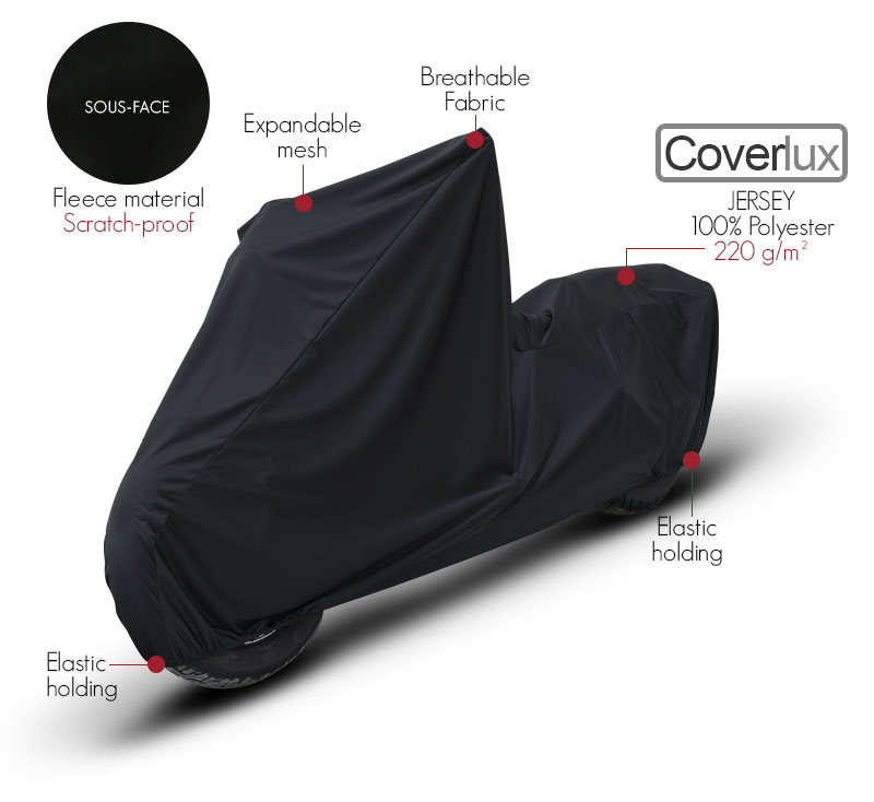 indoor protective motorcycle cover in 100% polyester jersey Coverlux©