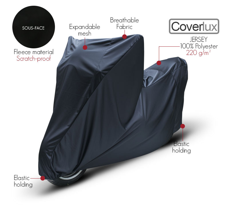 indoor protective motorcycle cover in 100% polyester jersey Coverlux©