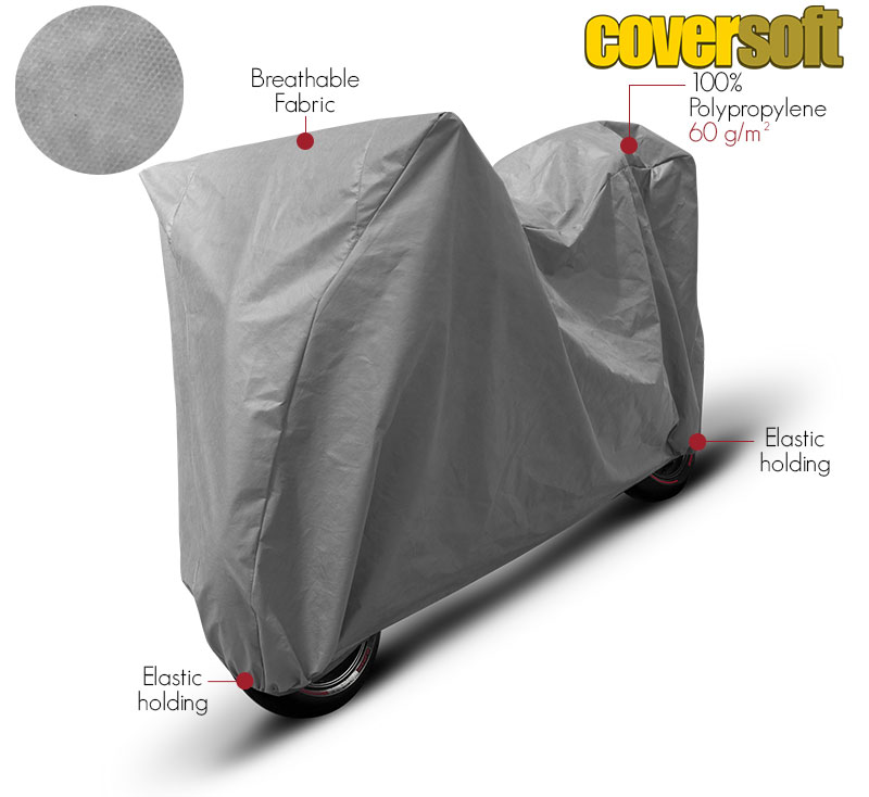 indoor protective motorcycle cover in 100% polypropylene Coversoft©