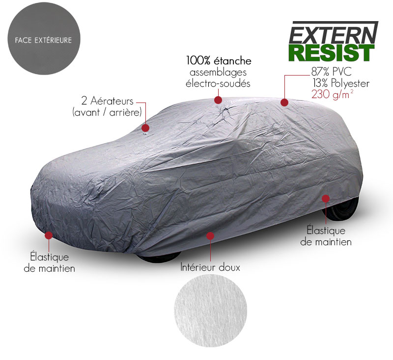 Housse protection Volkswagen Polo 6 - bâche ExternResist® : usage extérieur