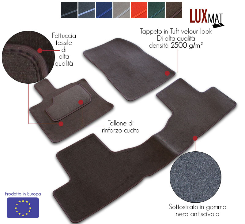 Tappetini anteriore e posteriore (1 parte) su misura Luxmat® Lancia Ypsilon  3 - Luxmat©7 colori in moquette Tuft pile