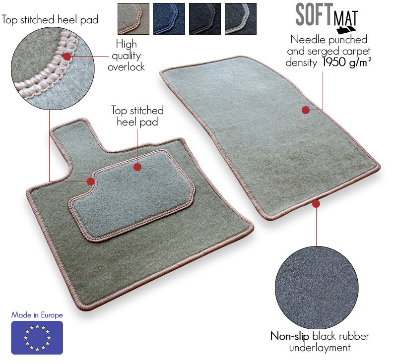 Softmat Tailored front floor mats in needle punched and serged carpet