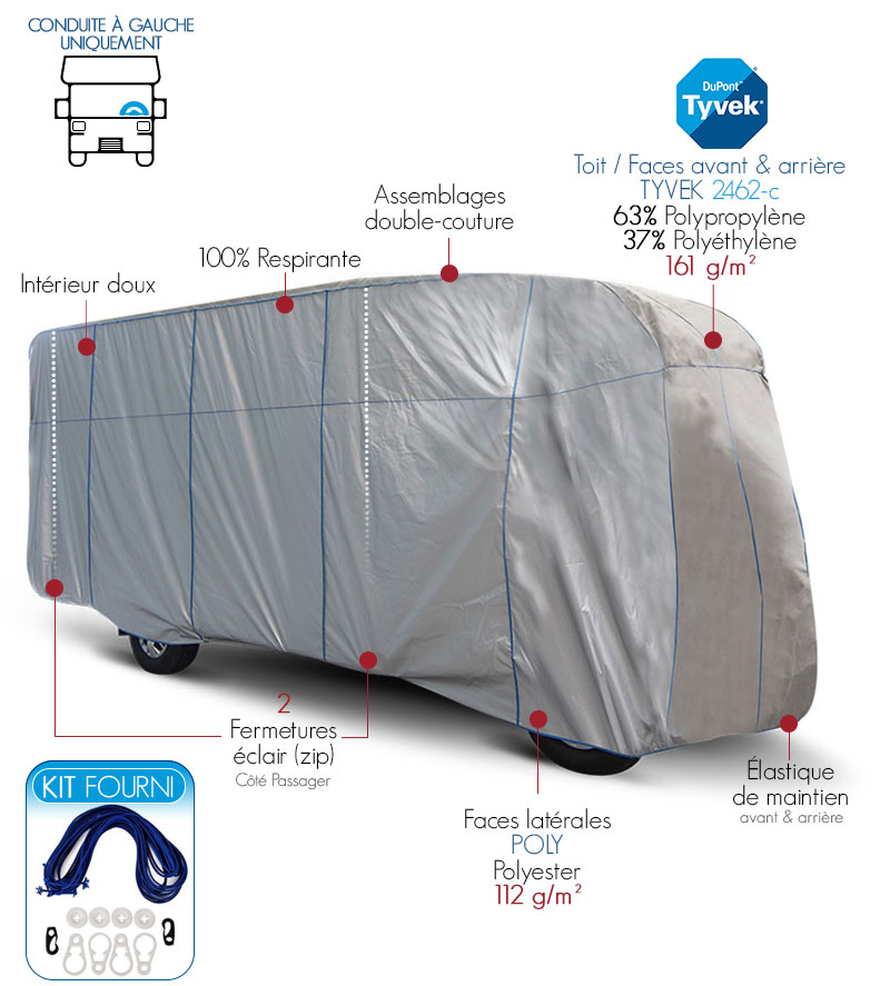 housse protection camping-car TYVEK® TOP COVER 2462-C top qualité