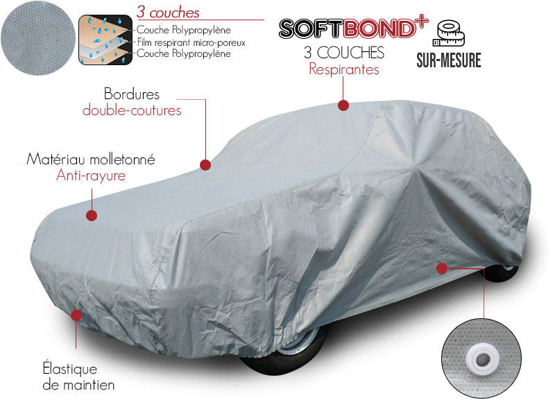 Housse protection sur-mesure 205 Peugeot , bache protection auto  semi-sur-mesure Softbond pour cabriolet